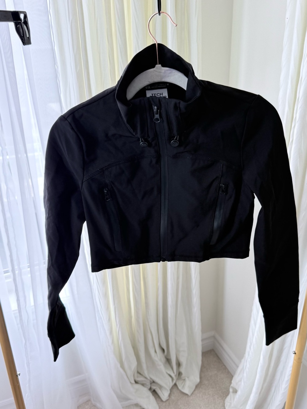 Zara Black Cropped Tech Utility Jacket